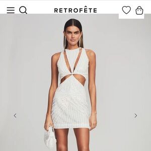 Retrofete White Sequin Cutout Mini Dress